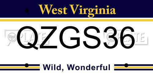 QZGS36 West Virginia License Plate