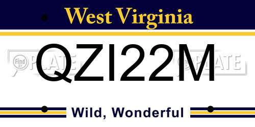 QZI22M West Virginia License Plate