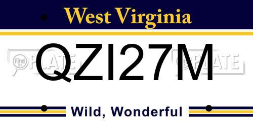 QZI27M West Virginia License Plate