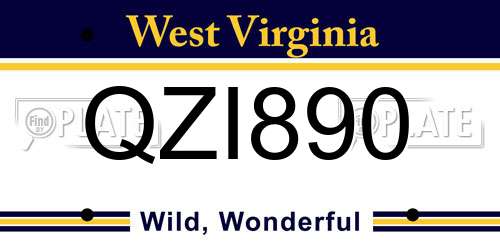 QZI890 West Virginia License Plate