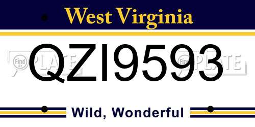 QZI9593 West Virginia License Plate