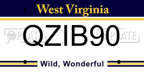 QZIB90 West Virginia License Plate