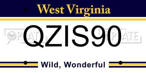 QZIS90 West Virginia License Plate