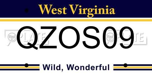 QZOS09 West Virginia License Plate