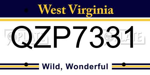 QZP7331 West Virginia License Plate