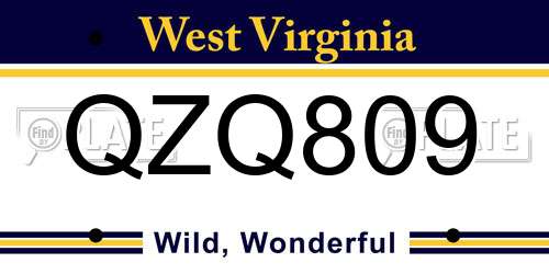 QZQ809 West Virginia License Plate