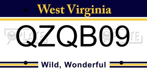 QZQB09 West Virginia License Plate