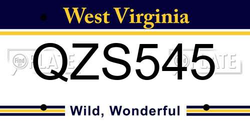 QZS545 West Virginia License Plate