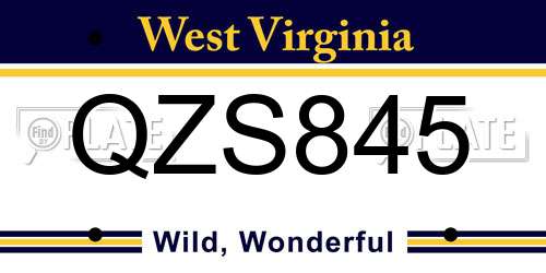 QZS845 West Virginia License Plate