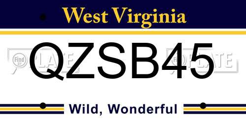 QZSB45 West Virginia License Plate