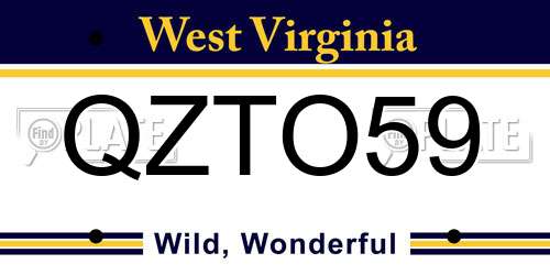 QZTO59 West Virginia License Plate