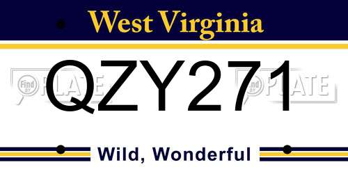 QZY271 West Virginia License Plate