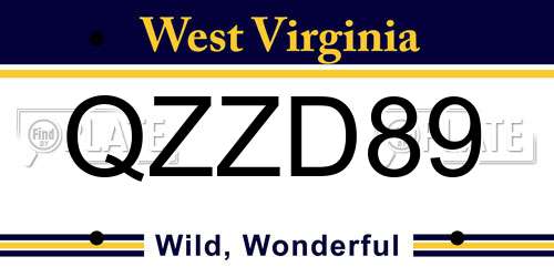 QZZD89 West Virginia License Plate