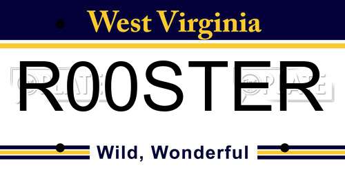 R00STER West Virginia License Plate