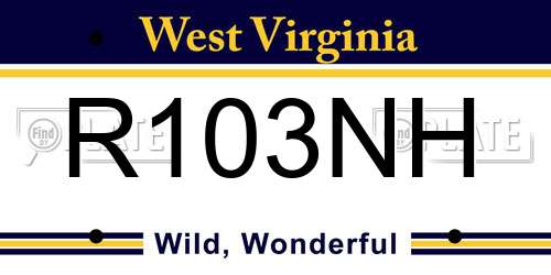 R103NH West Virginia License Plate