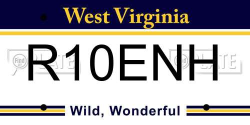 R10ENH West Virginia License Plate
