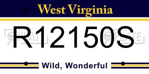 R12150S West Virginia License Plate