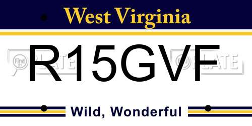 R15GVF West Virginia License Plate