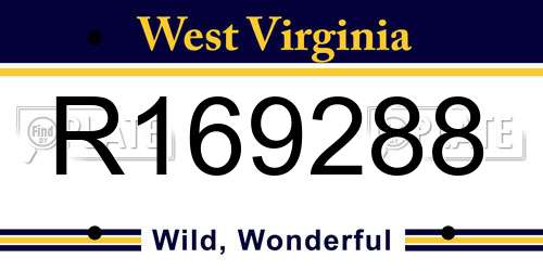 R169288 West Virginia License Plate