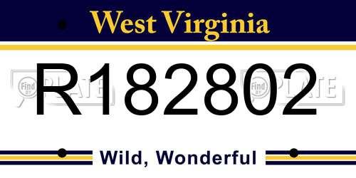 R182802 West Virginia License Plate