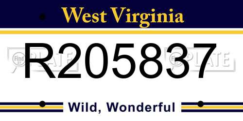 R205837 West Virginia License Plate