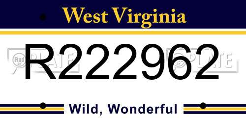 R222962 West Virginia License Plate