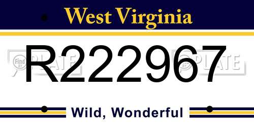 R222967 West Virginia License Plate
