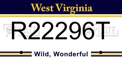 R22296T West Virginia License Plate