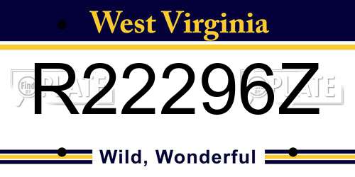 R22296Z West Virginia License Plate