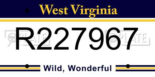 R227967 West Virginia License Plate