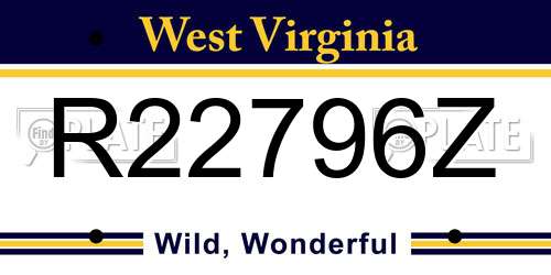 R22796Z West Virginia License Plate