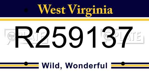 R259137 West Virginia License Plate