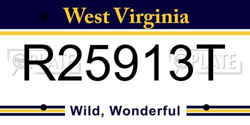 R25913T West Virginia License Plate