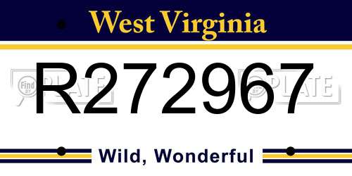 R272967 West Virginia License Plate
