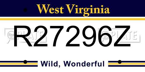 R27296Z West Virginia License Plate