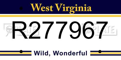 R277967 West Virginia License Plate
