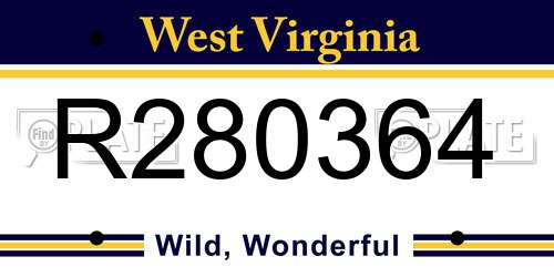 R280364 West Virginia License Plate