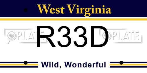R33D West Virginia License Plate