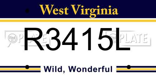 R3415L West Virginia License Plate