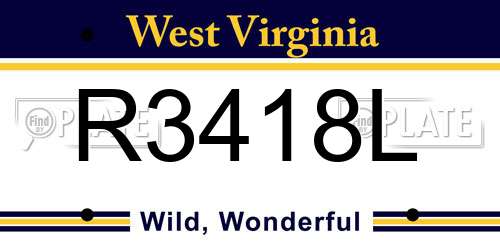 R3418L West Virginia License Plate
