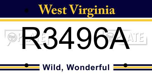 R3496A West Virginia License Plate