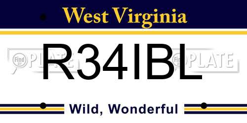 R34IBL West Virginia License Plate