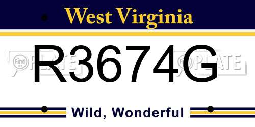 R3674G West Virginia License Plate