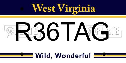 R36TAG West Virginia License Plate