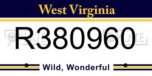 R380960 West Virginia License Plate
