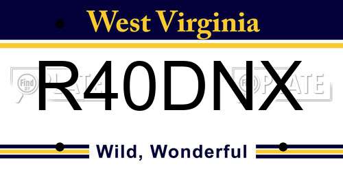 R40DNX West Virginia License Plate