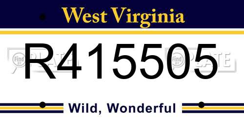 R415505 West Virginia License Plate