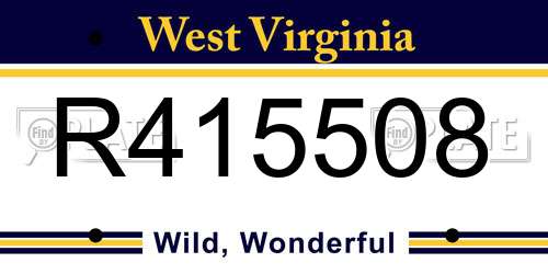 R415508 West Virginia License Plate