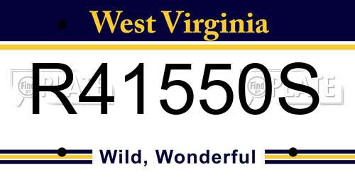 R41550S West Virginia License Plate