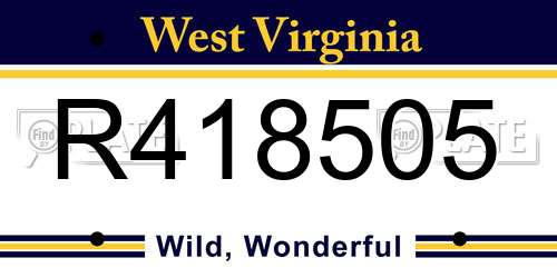 R418505 West Virginia License Plate
